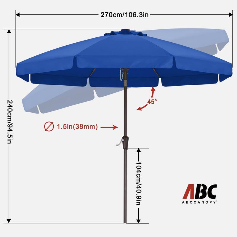 ABCCANOPY 9FT Outdoor Table Market Umbrella Tilt and Crank for Garden