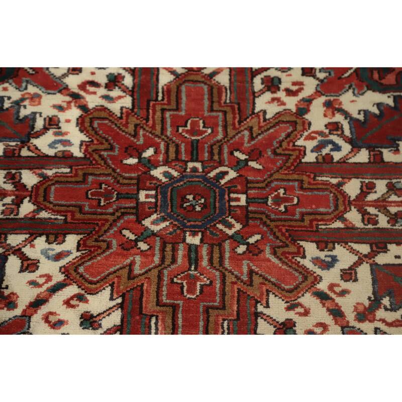 Hand Knotted Oriental 100% Wool Carpet Traditional Medallion Red Heriz Area Rug - 11' 0'' X 8' 0''