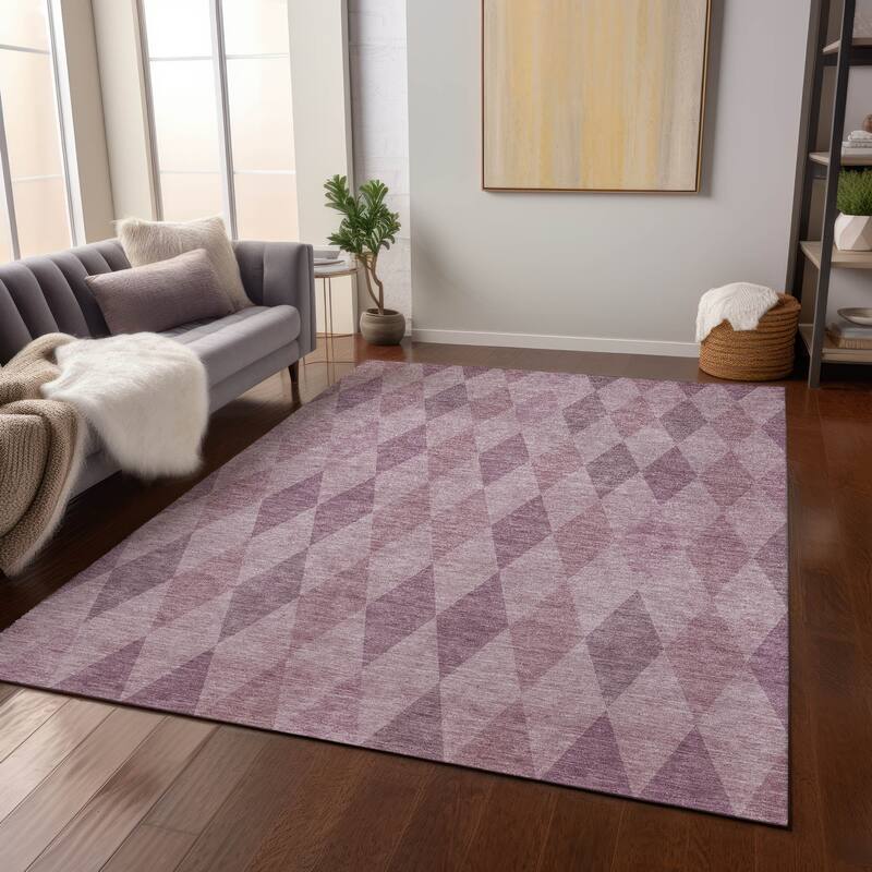 Machine Washable Indoor/ Outdoor Argyle Chantille Rug