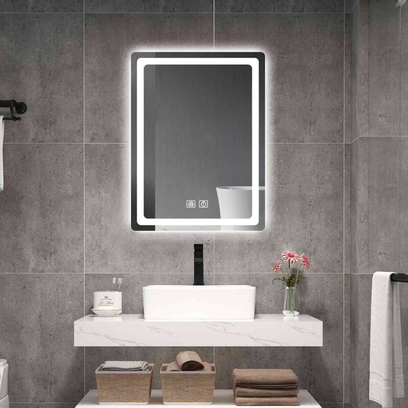 31 x 24 Frameless Light Bathroom Vanity LED Mirror, Dimmable Defogger Bathroom Wall Mirror with Light