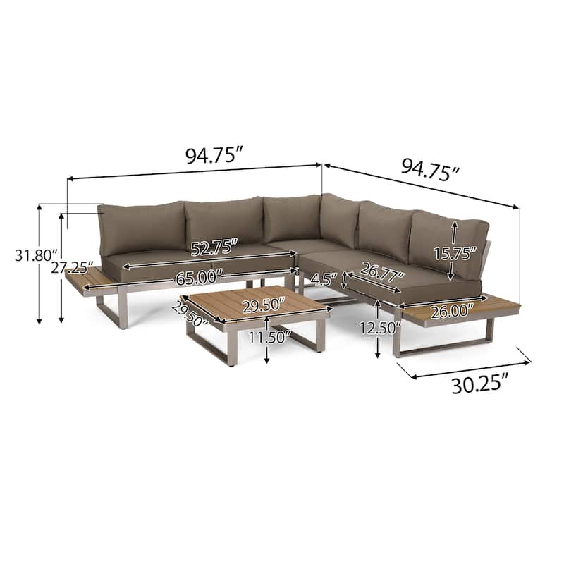 Sterling Aluminum 4-piece Sofa Set with Cushions by Christopher Knight Home