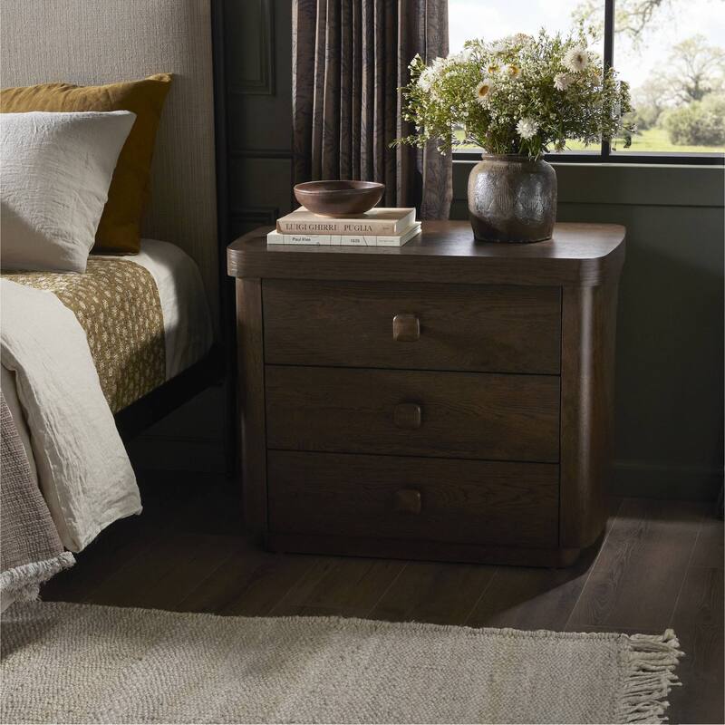 Cater Nightstand-Rustic Brown Oak Veneer