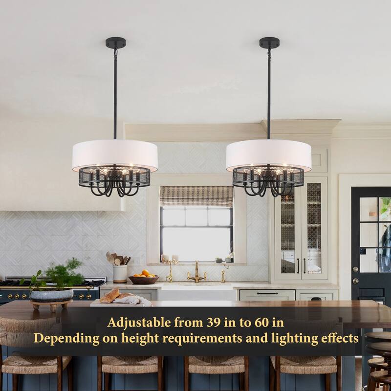 6 Lights Farmhouse Elegant Double Shade Chandelier Light Adjustable height Suitable for many different spaces