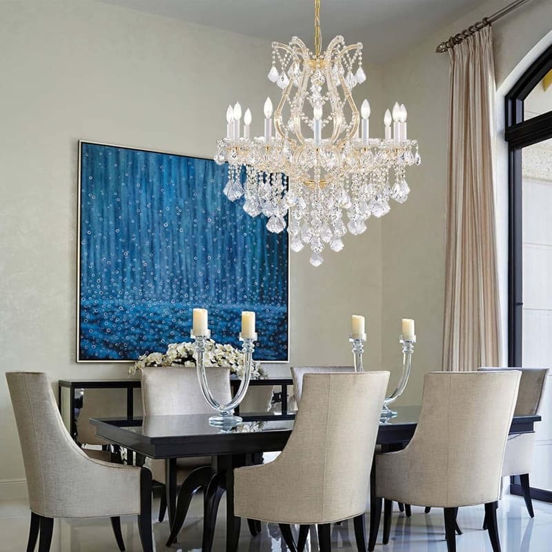 KAYLA Large Crystal Chandelier-24-Light Chandelier Light Fixture Modern Maria Theresa Crystal Chandeliers