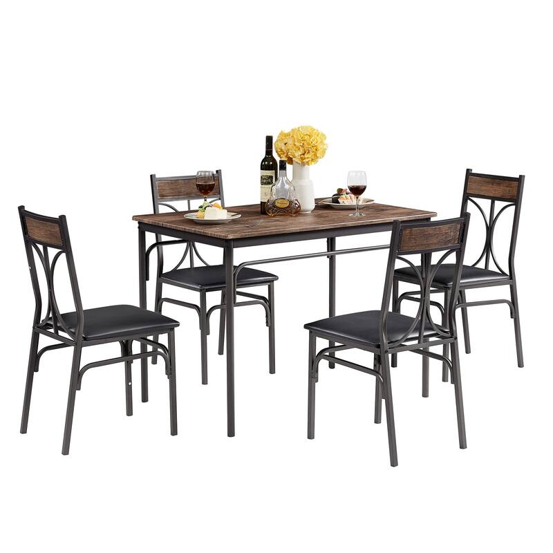 VECELO Bistro Kitchen Dining Table and Chair Set of 2 or 4, Dining Sets (3PCS/5PCS)