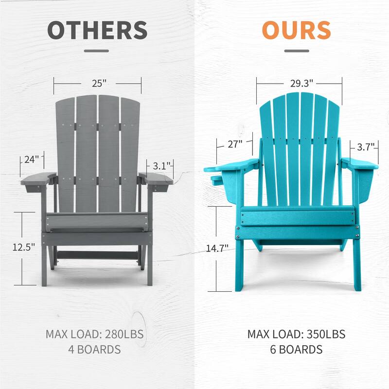 Vrakae Folding Adirondack Chair with Cup Holder Set of 4