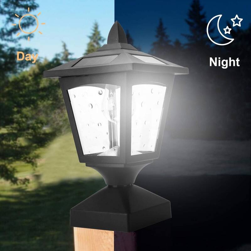 Solar Post Cap Lights for 4x4 Wood Fence Outdoor LED Deck Lights, for Patio, Garden, Pathway, Yard, Decorr - Black