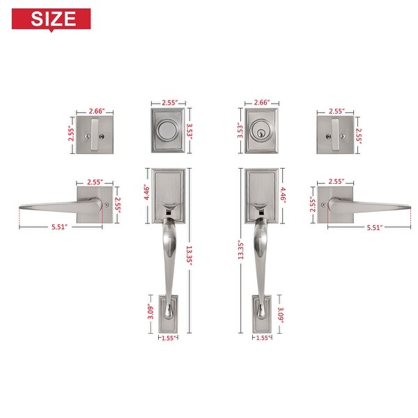 Front Door Satin Nickel Split Arc Handle Door Lock Set with Double