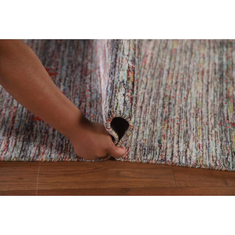 Multi-Color Striped Gabbeh Oriental Area Rug Handmade Wool Carpet - 7'11"x 9'9"