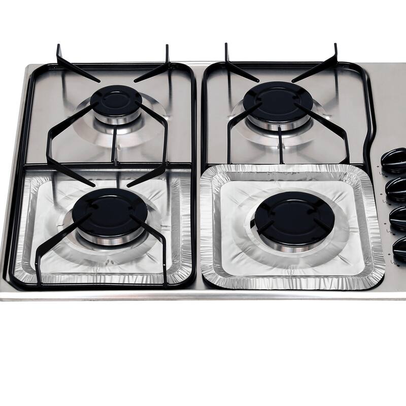 Reusable Gas Stove Aluminum Burner Cover - Set of 10 - 8.5 x 1 x 8.5 - Silver - 8.5 x 1 x 8.5