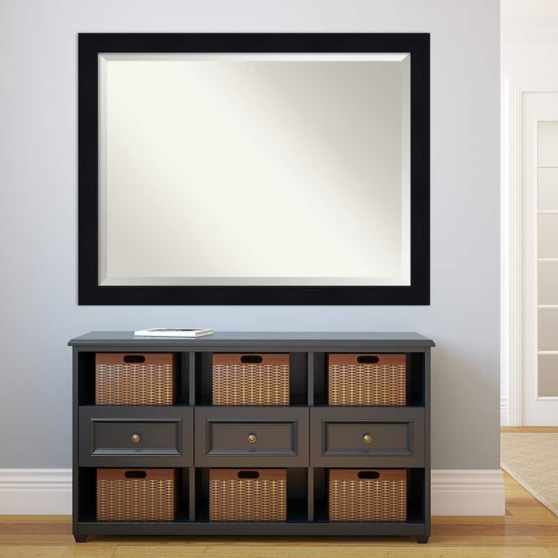 Beveled Wood Wall Mirror - Shiplap Navy Frame