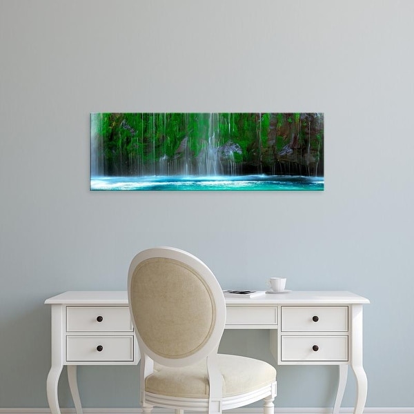 Easy Art Prints Panoramic Image 'Waterfall, Mossbrae Falls, Sacramento River, Dunsmuir, Siskiyou' Canvas Art