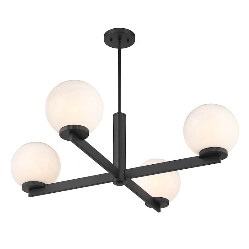 Bellevue SHCH52830 4 Light 38" Wide Chandelier with Strié Glass Shades