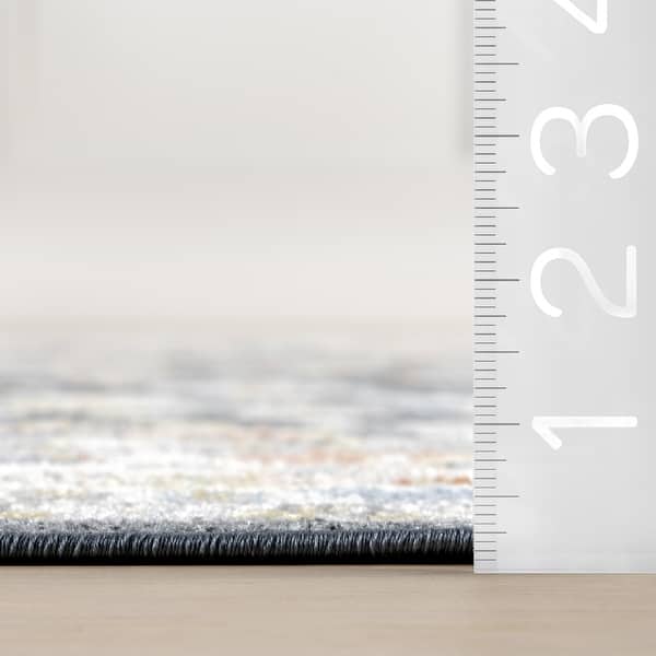 dimension image slide 0 of 2, Nuloom Breigh Medallion Bordered Machine Washable Area Rug