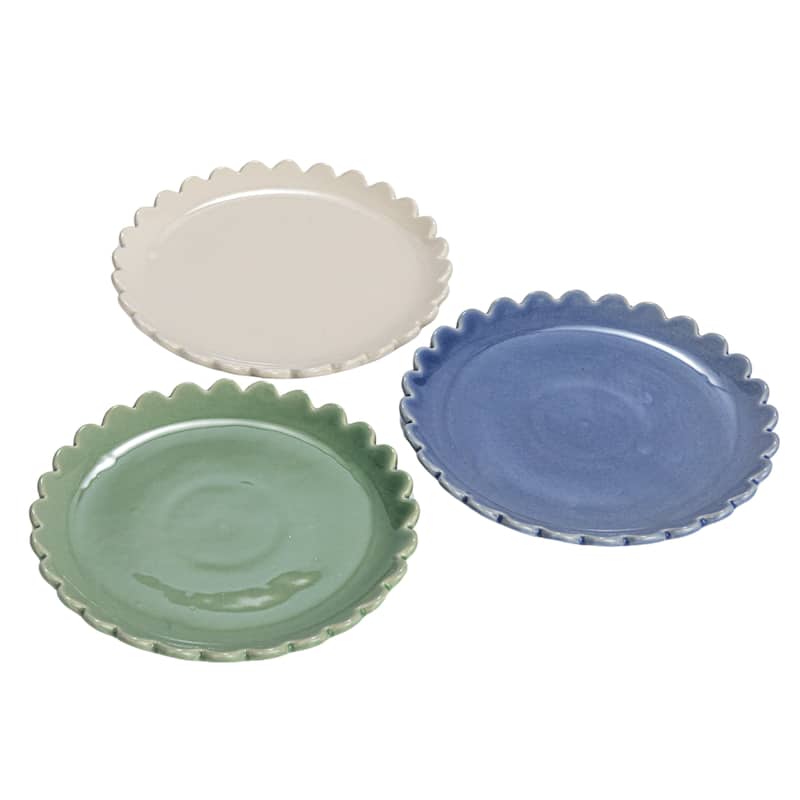 Stoneware Plate with Scalloped Edge - 8.0"L x 8.0"W x 0.9"H