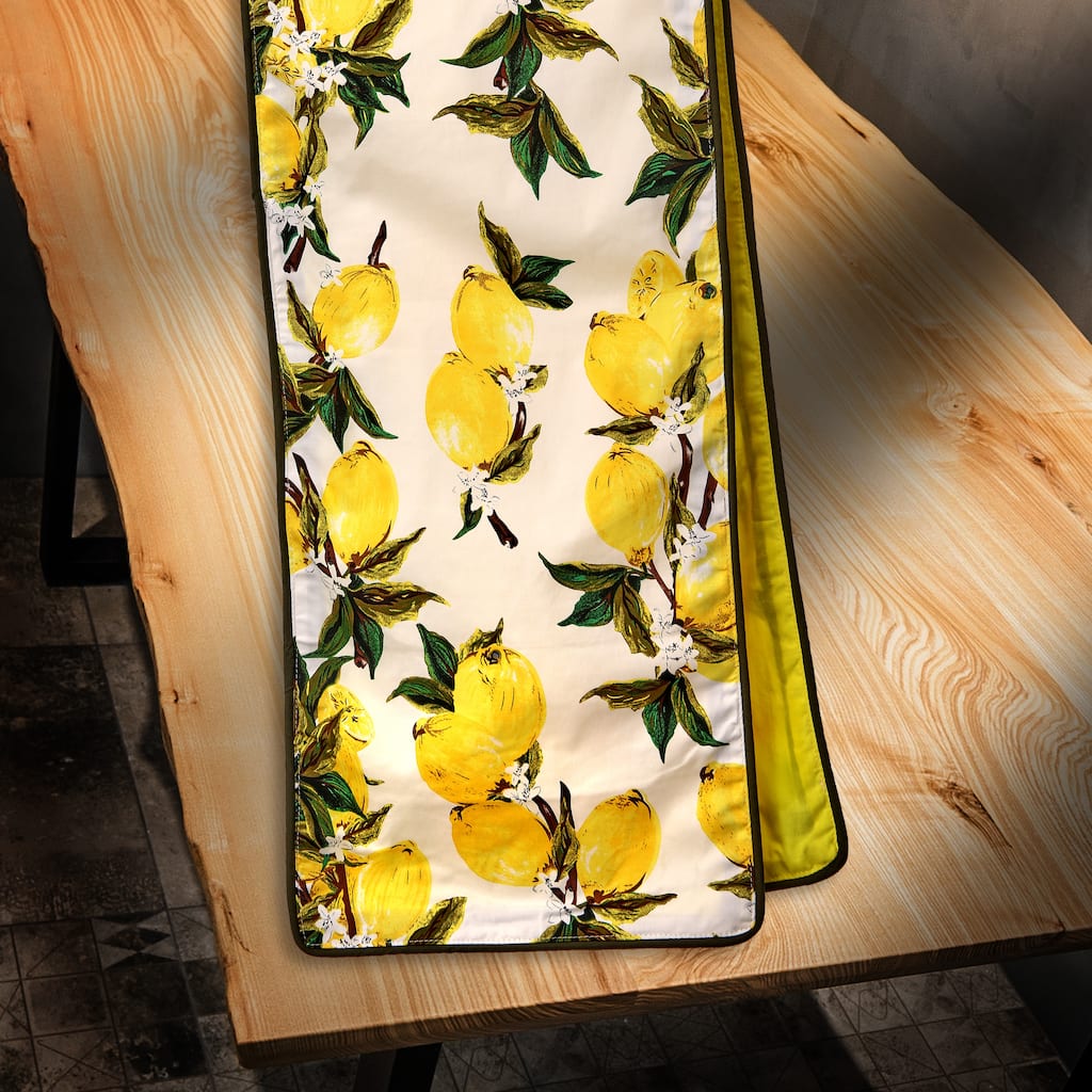 Fabric Lemon And Leaf Runner 13"X72"