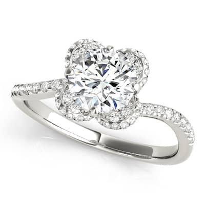 Auriya 14k White Gold Lab Grown Round Diamond Halo Engagement Ring 0.50 to 5.00 ct. tw. (F-G VS)
