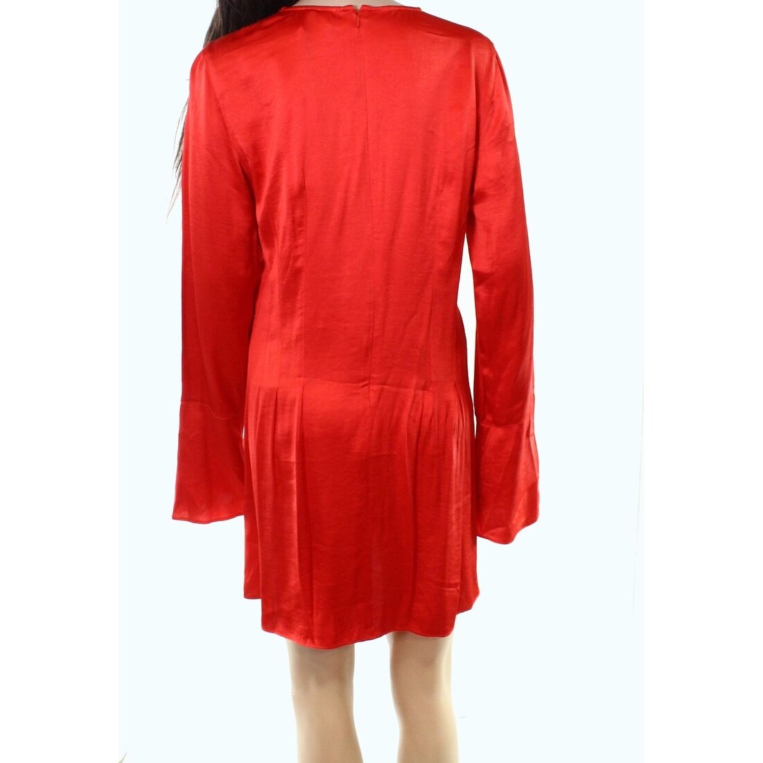 red satin shift dress