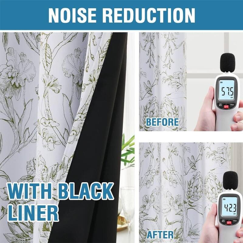Living Room Camellia Floral Blackout Curtains 96 Inches