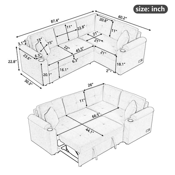 L-shape Sofa Bed - Bed Bath & Beyond - 39710830