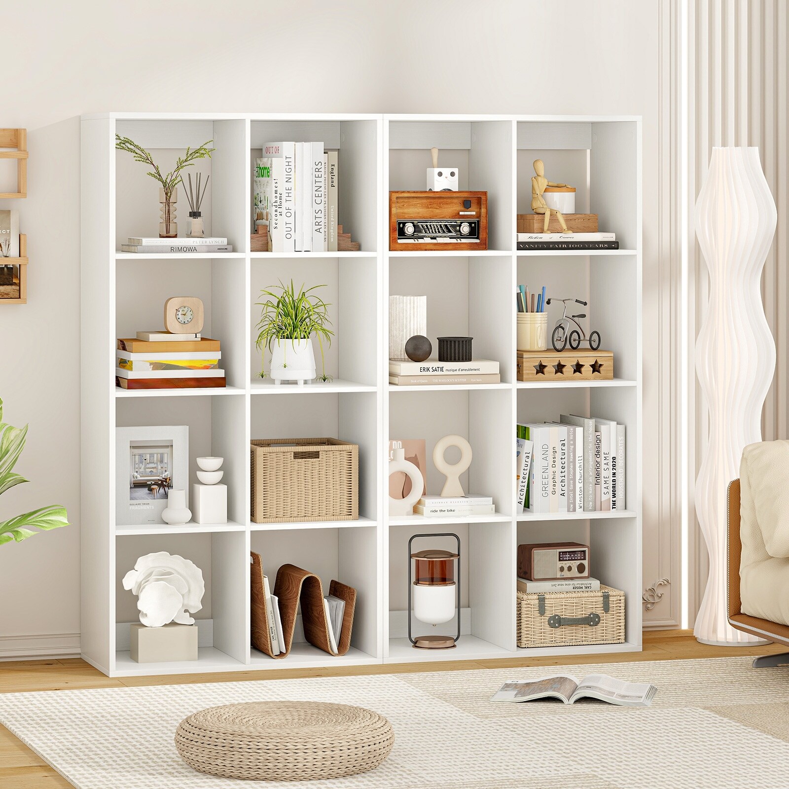 Gymax 2PCS 8-Cube Bookcase Freestanding Cube Storage Organizer w