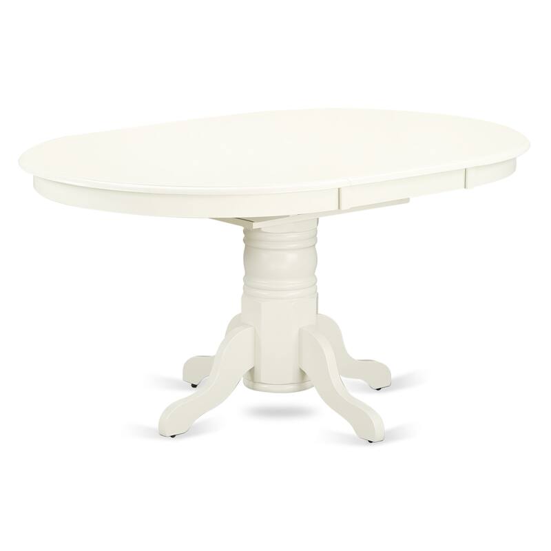 East West Furniture Dining Room Furniture Set- an Oval Kitchen Table and Wooden Seat Dining Chairs, Linen White(Pieces Option) - AVON7-LWH-W