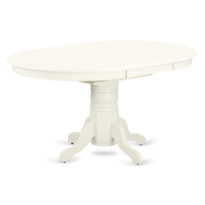 East West Furniture Dining Set Contains an Oval Kitchen Table and Upholstered Chairs, Linen White (Pieces Options) - AVDA7-LWH-27