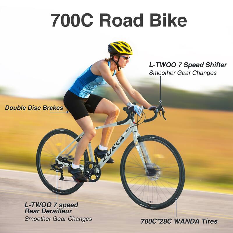 Unisex Road Bike - Aluminum Alloy Frame, Multiple Speeds - 26