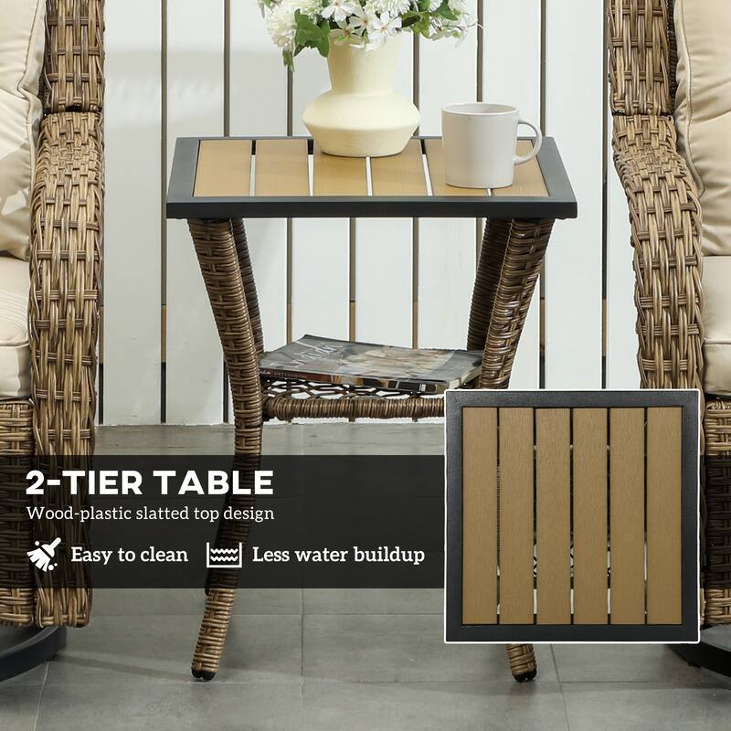 GDFStudio Outdoor Zephyr PE Rattan 3 Piece Bistro Set