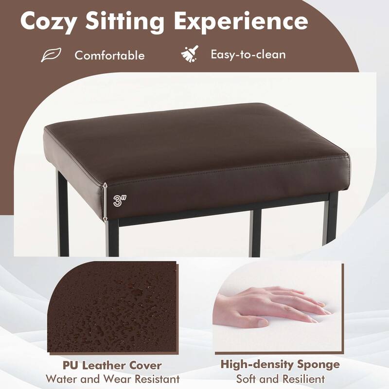 Costway 30" Barstools Set of 2 Upholstered Bar Height Chairs PU - See Details