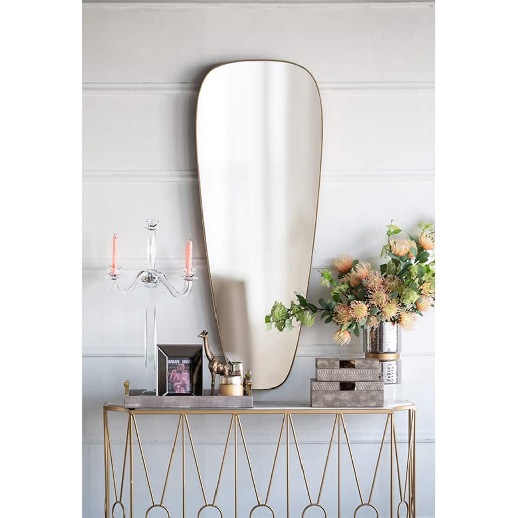 Teardrop Shaped Wall Mirror - 51" - Gold