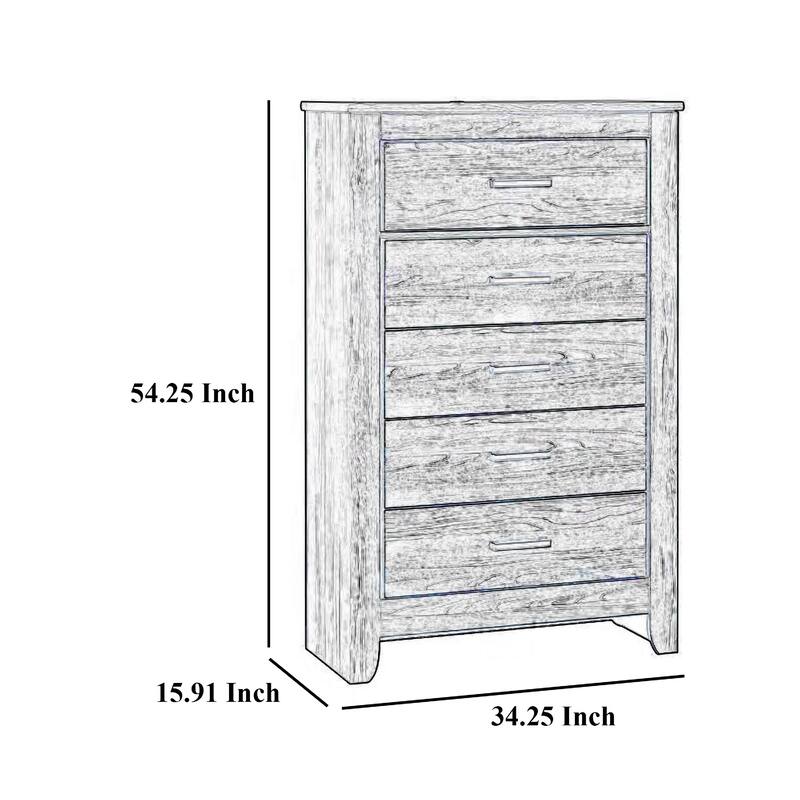 Brin Tall Dresser Chest, 5 Drawers, Rustic Laminate Dark Charcoal Gray