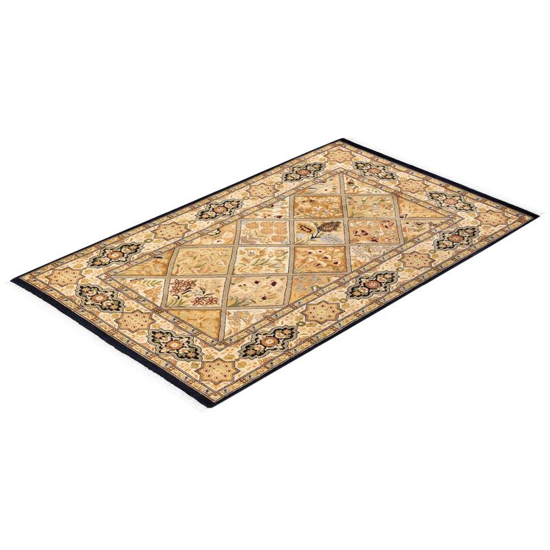Overton Hand Knotted Wool Vintage Inspired Traditional Mogul Brown Area Rug - 3 x 5