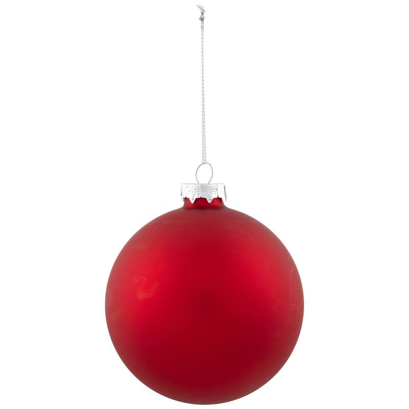2-Finish Christmas Glass Ball Ornaments - 4" (100mm) - Red - 4ct