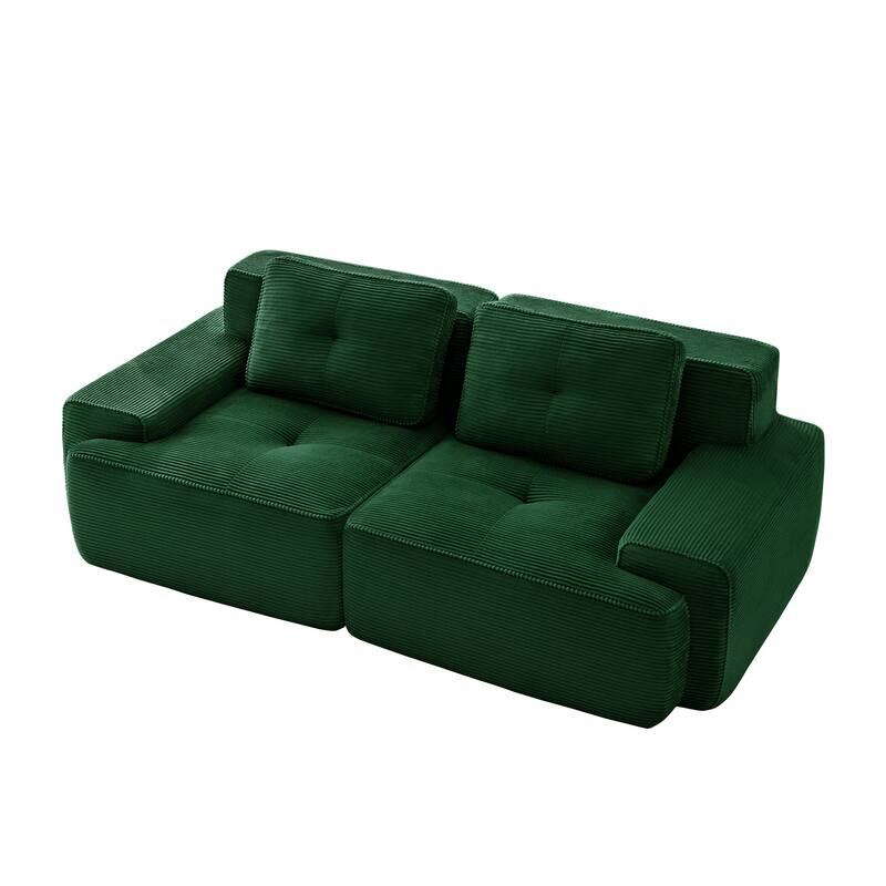 L-Shaped Chaise Lounge Sofa, Sectional Sofa with Curved Armrests, 2-Seater Recliner Couch with Deep Seat