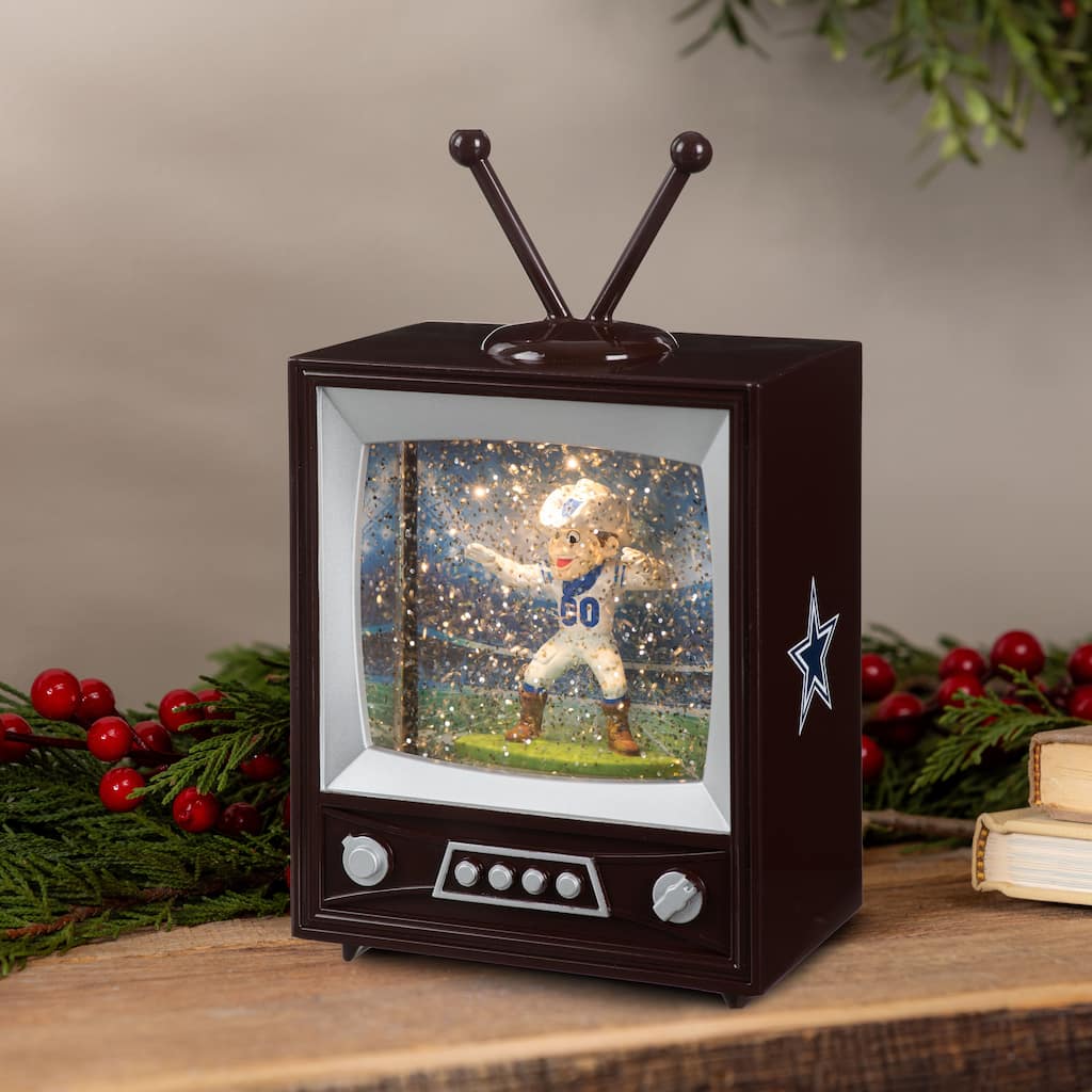 Dallas Cowboys 8 in. Vintage TV Light Up Water Lantern Snow Globe with Mascot