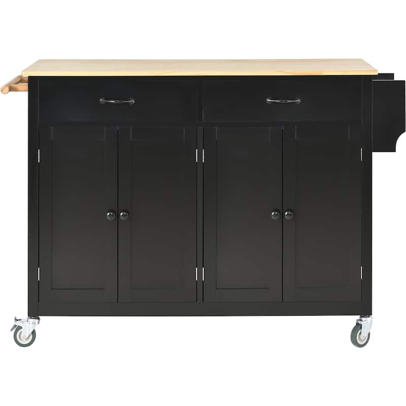 Kitchen Island Cart with Solid Wood Top