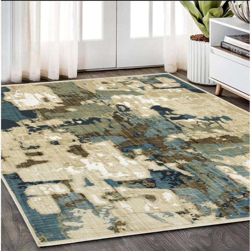 HomeRootsAbstract Modern Rectangle Area Rug - 92.52' X '62.99' X '0.39