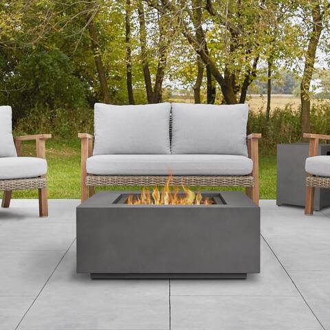 Aegean Square Gas Fire Table in Weathered Slate - 36" L x 36" W x 15.25" H