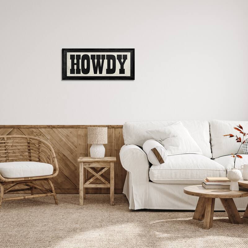Stupell Vintage Howdy Sign Framed Giclee Art Design By Susan Ball