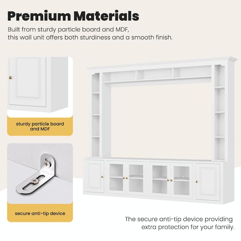4-Piece Modern Entertainment Center Wall Unit with Bookshelves - All-in-1 Large TV Stand for TVs Up to 80"