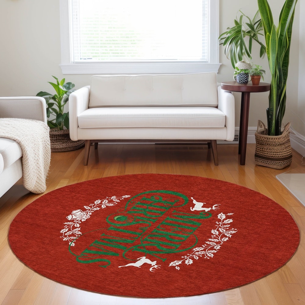 Premium Washable Super Soft Merry Christmas Wreath Mayfield Rug