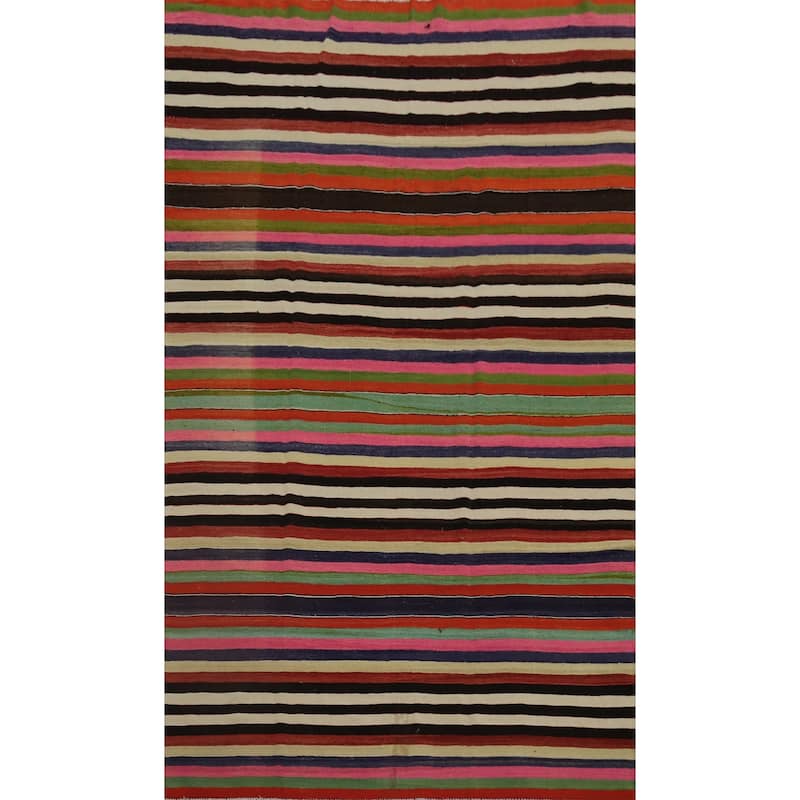 Hand Woven Oriental 100% Wool Carpet Southwestern Geometric Multi-Colored Kilim Area Rug - 9' 9'' X 6' 2''