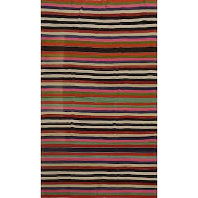 Hand Woven Oriental 100% Wool Carpet Southwestern Geometric Multi-Colored Kilim Area Rug - 9' 9'' X 6' 2''
