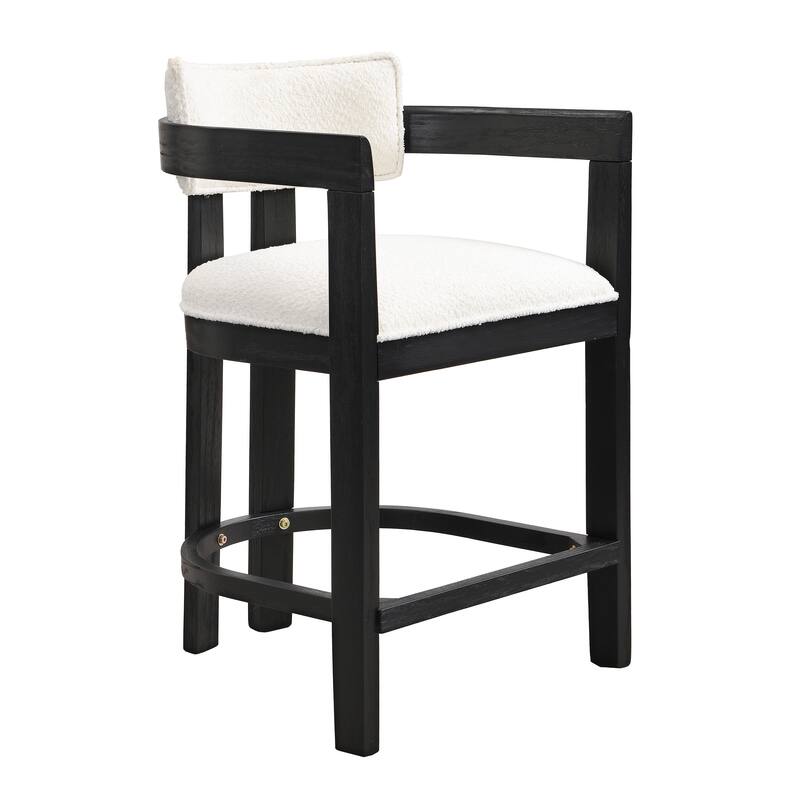 Netia 5-Piece Counter-Height Bar Set with Boucle Upholstered Chairs and Metal Table Base by Christopher Knight Home
