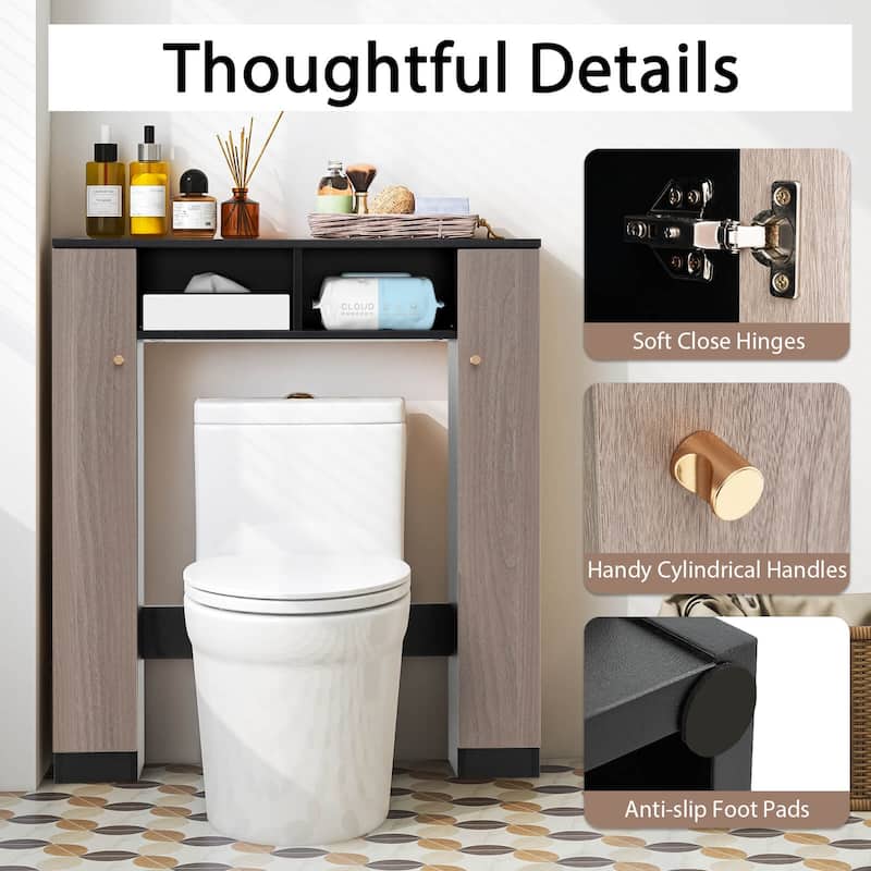 Costway Over The Toilet Storage Cabinet Double Door Bathroom Toilet - See Details