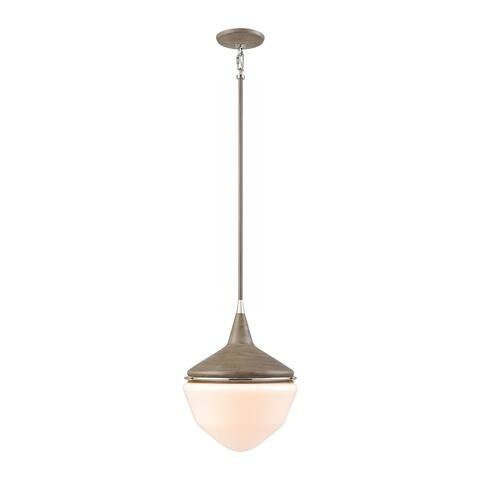 Mid-Century Schoolhouse 1-Light mini pendant in Pecan / Polished Nickel