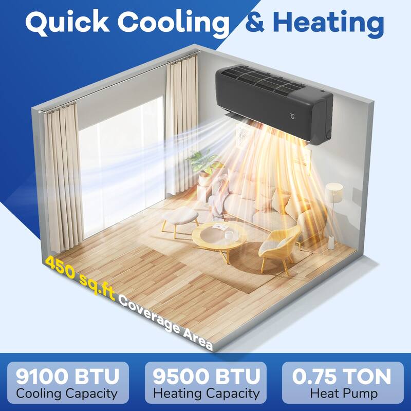 Gymax 9100 BTU Mini Split AC 20.5 SEER2 Air Conditioner w/ Inverter &