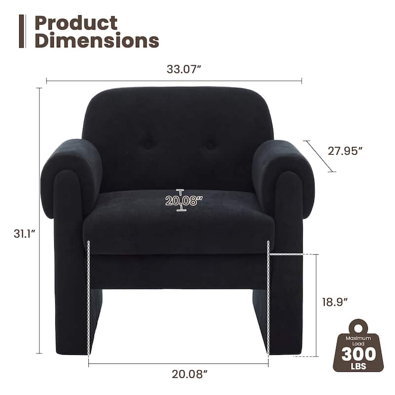 Modern Cloud Velvet Accent Chair with Removable Cushion for Living Room