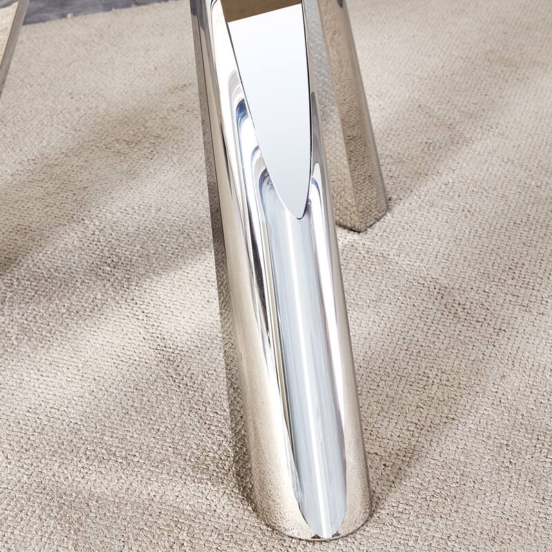 42" Luxury Sintered Stone Table: 0.45" Durable Top + 6" Steel Legs,350lb Capacity, Stain/Heat-Resistant